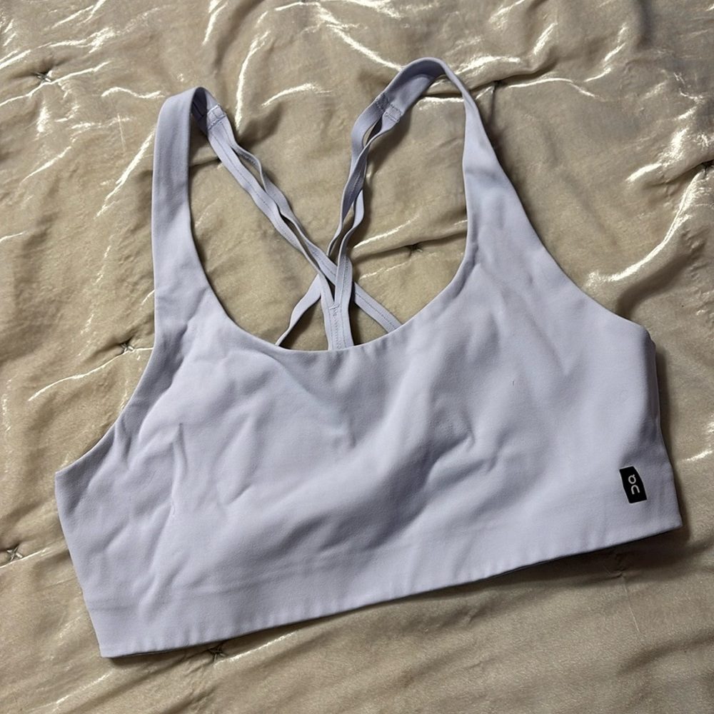 On sports bra